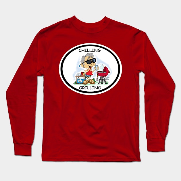 Chilling and a Grilling "Fritts Cartoons Long Sleeve T-Shirt by Shean Fritts 